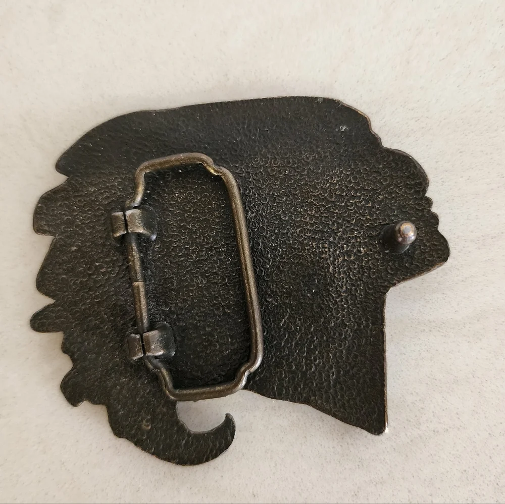 Vintage Native American Cheif Head Bronze Color Belt Buckle Western
